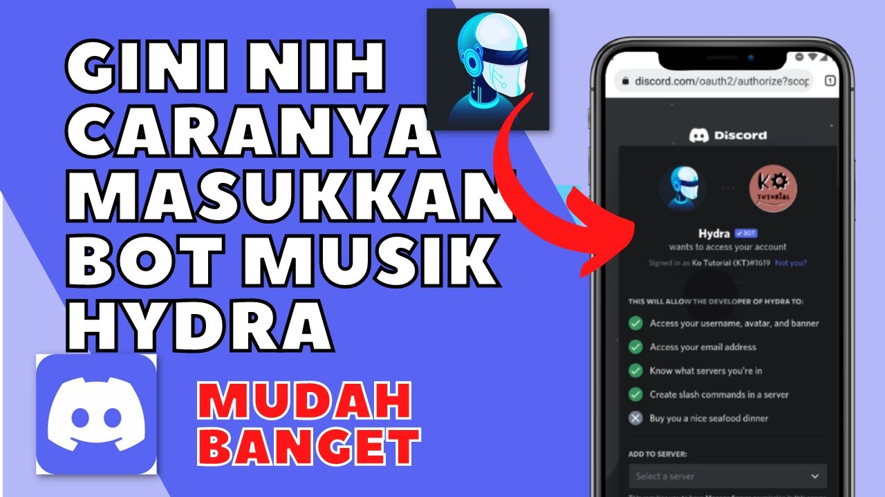 Cara Tambahkan Bot Hydra di Discord Hp, Bot Musik Terbaru - Ko Tutorial
