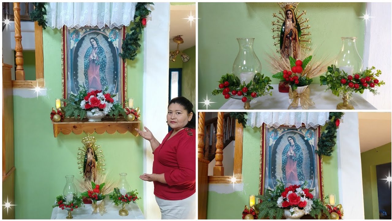 Altar de la virgen de Guadalupe decoración para celebrar el 12 de diciembre  católica mexicana