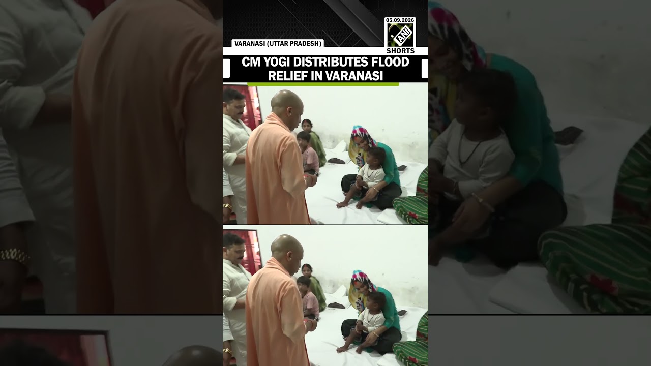 CM Yogi Adityanath distributes relief materials to flood-affected families in Varanasi