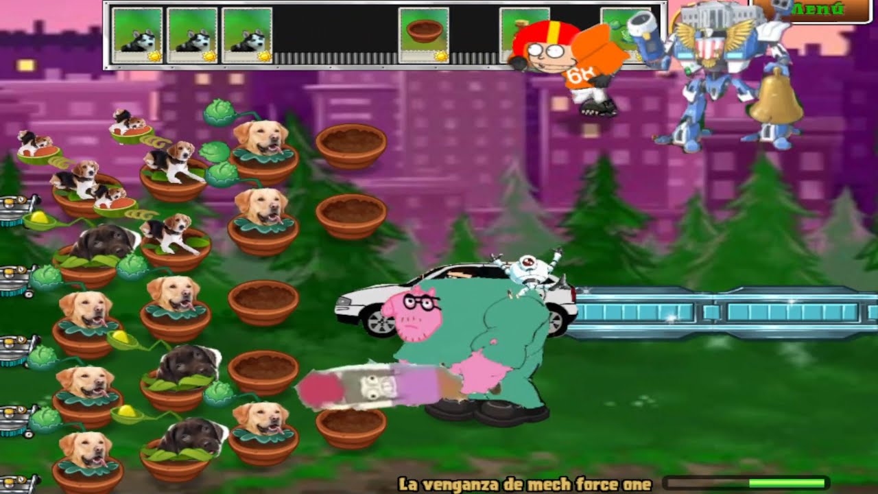 Plants vs Zombies Mod Dogs vs Cartoons V2 #1 - La Venganza de mech Force One