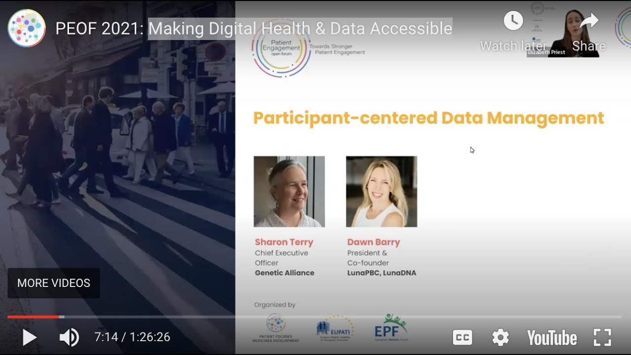 PEOF 2021: Making Digital Health & Data Accessible (Sharon Terry's presentation)