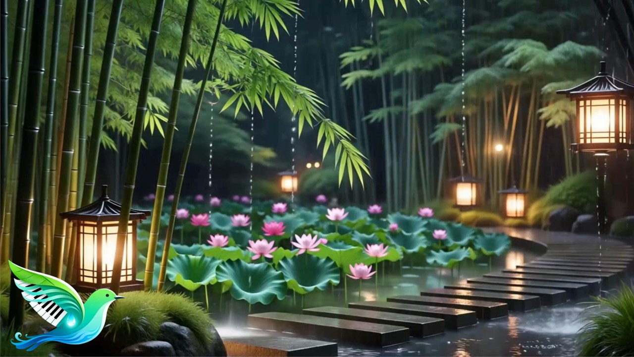 Soft Rain Background with Relaxing Piano Music for Insomnia Relief and Night Comfort
