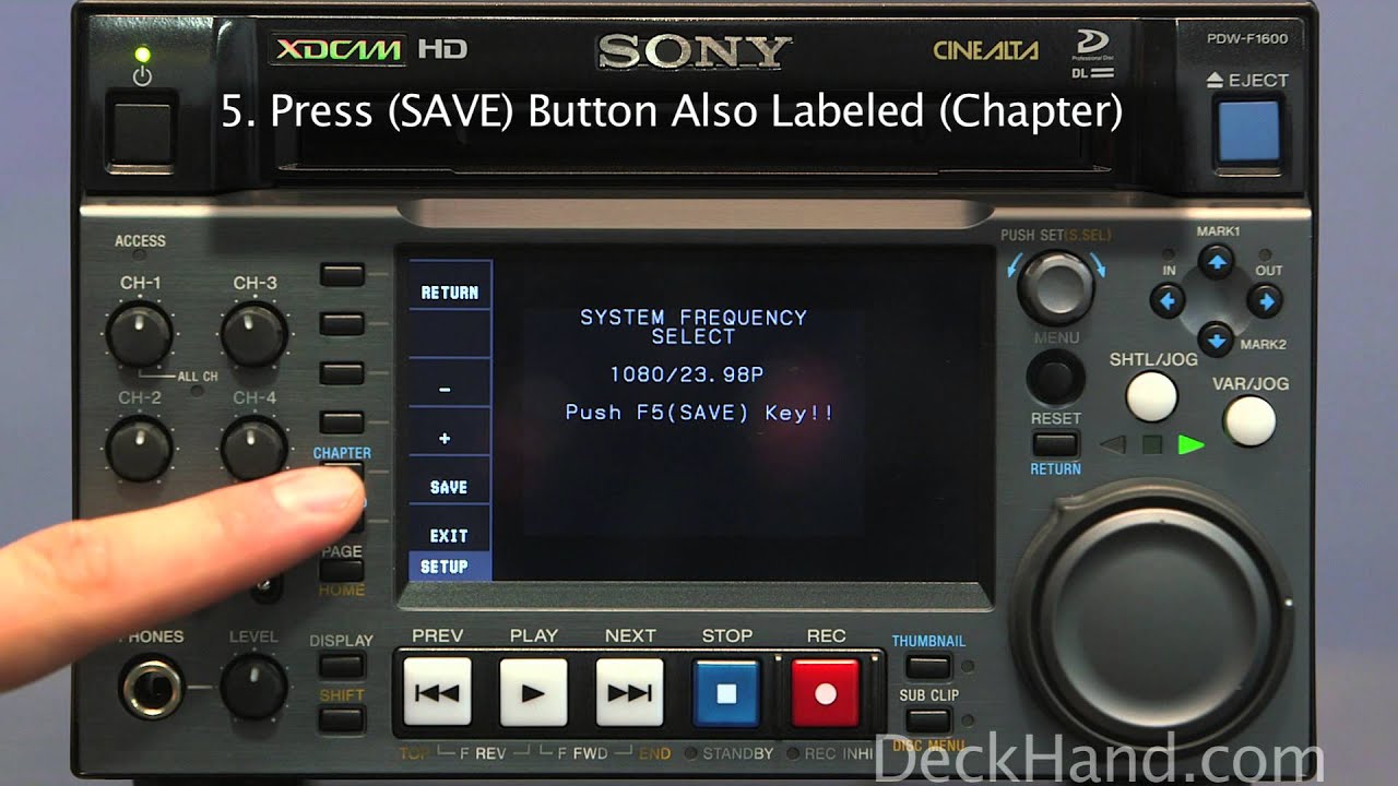 How to change System Frequency on a Sony PDW-F1600