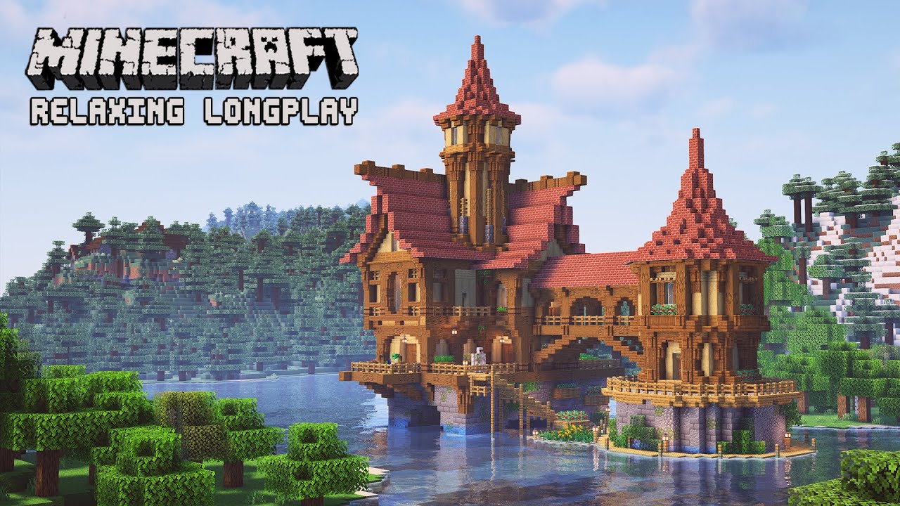Minecraft Relaxing Longplay | We Built a Large Lake House (No Commentary)