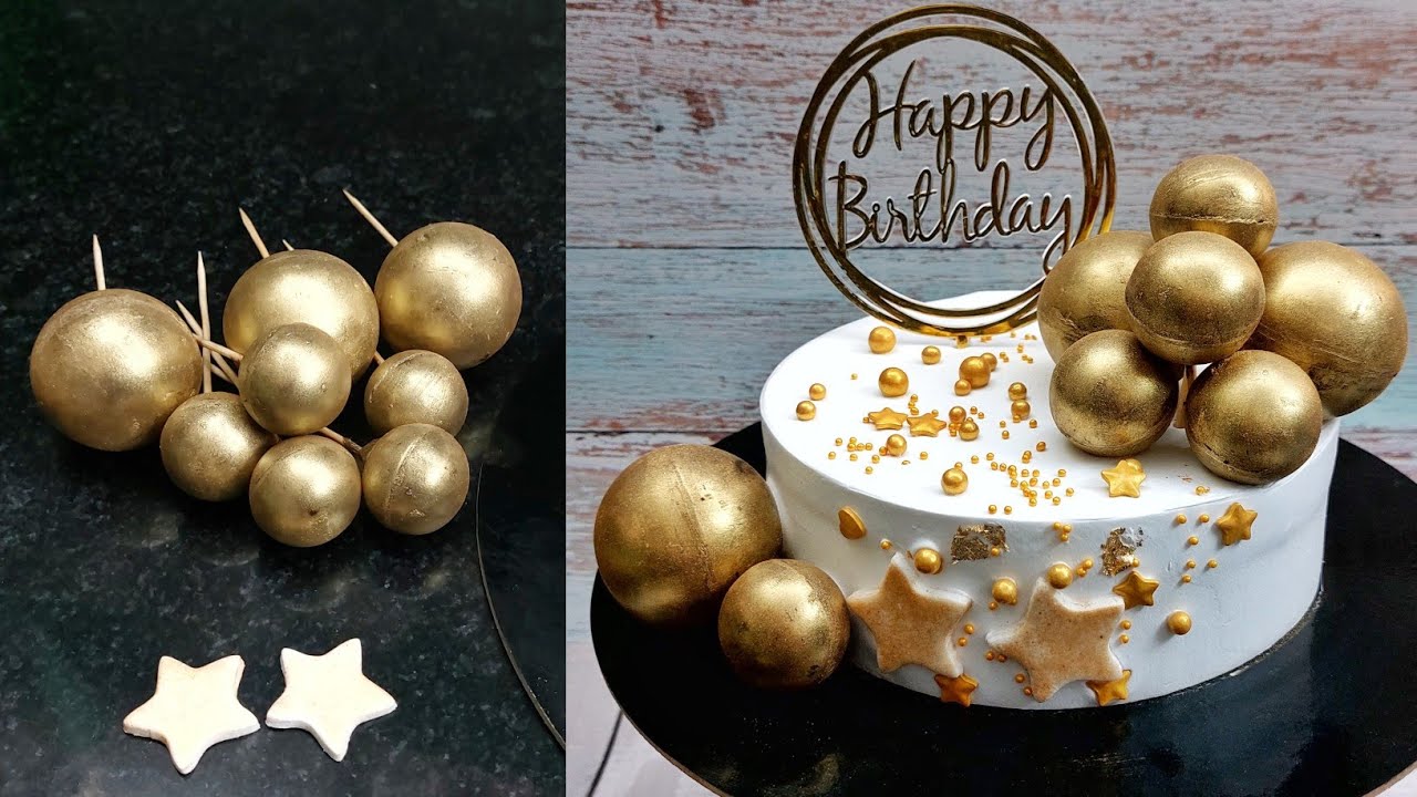 गोल्डन chocolate balls बनाना सीखे और उससे cake decorate करें | chef nitin