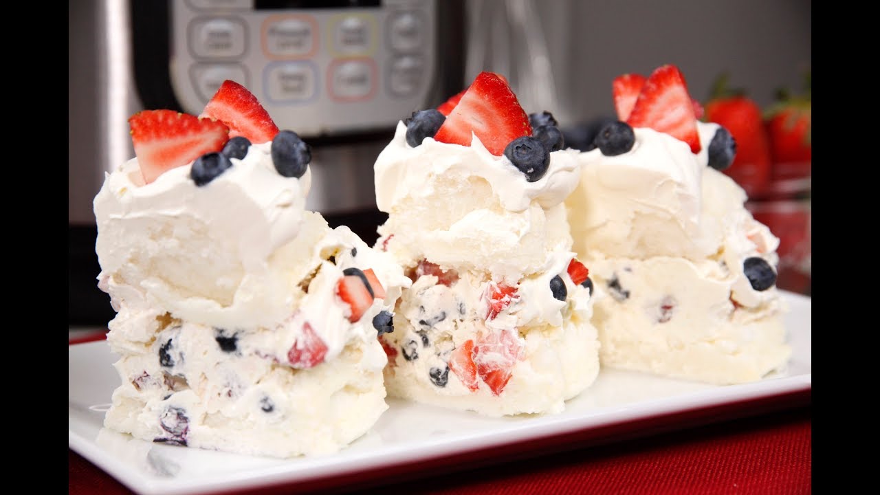 Instant Pot Berries and Cream Angel Cake