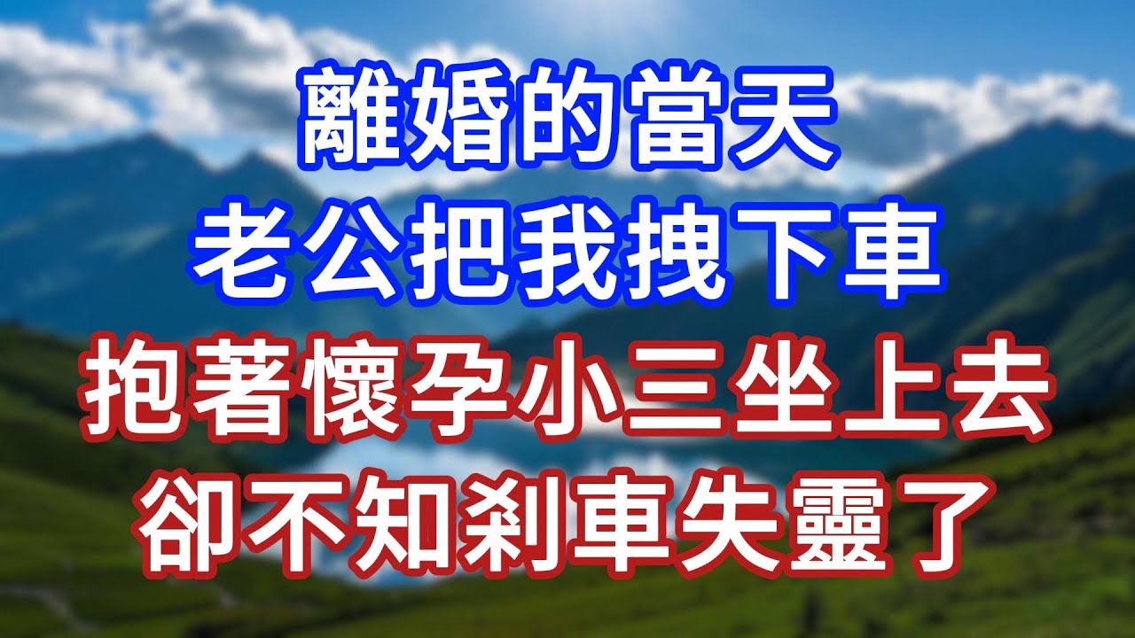 離婚的當天，老公把我拽下車，抱著懷孕小三坐上去，卻不知剎車失靈了 #言情故事#情感故事#家庭故事#小說#戀愛#婚姻