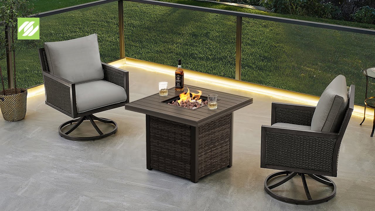 Nuu Garden&reg; Outdoor 32 Inch 50,000 BTU Propane Gas Fire Pit Table with Cover