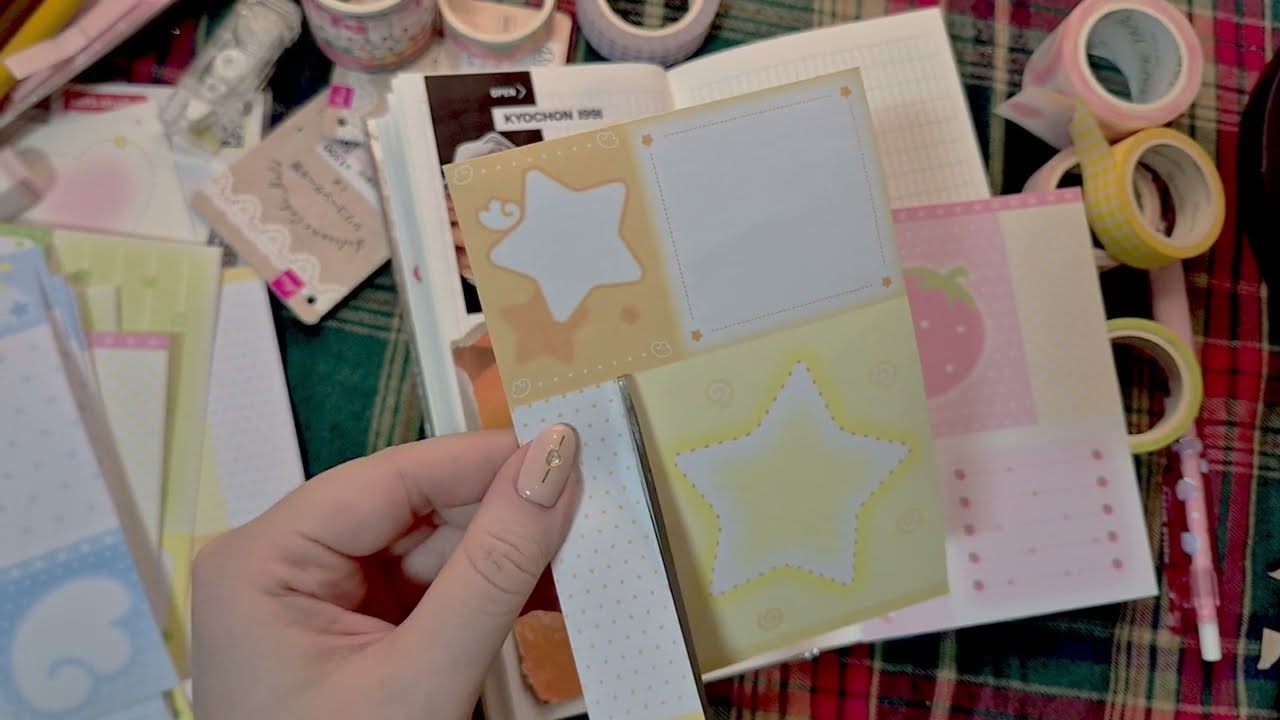 음악 없는 다이어리 꾸미기 영상, 다꾸. 다이소 루카랩 실버 다이어리 핸디. No music ASMR
