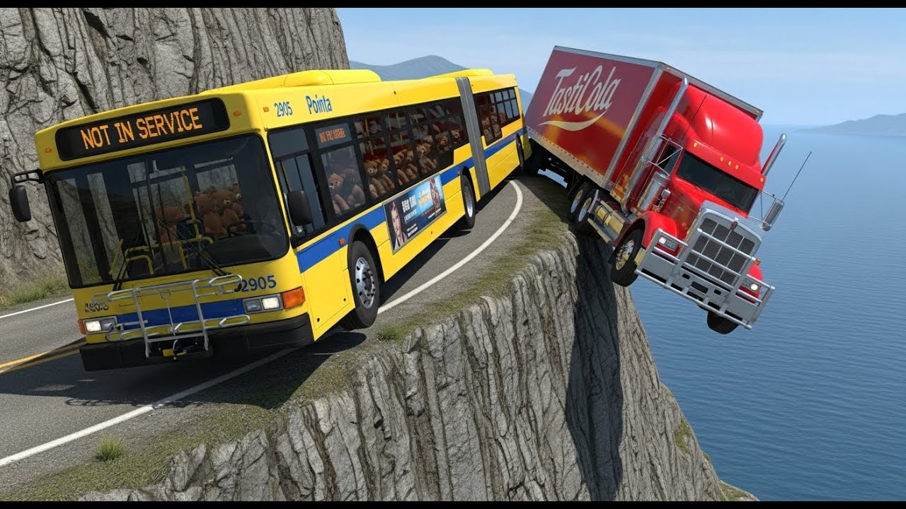 Bus Vs Truck on Cliff of Death😱 | BeamNg.drive