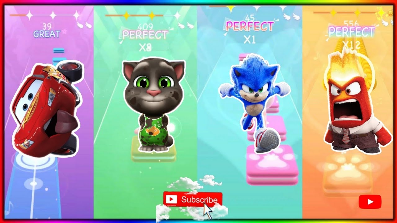 McMaqueen 🆚 Tom 🆚 Sonic&nbsp;🆚 Anger | Tiles Hop Battle! 🎵🔥#33