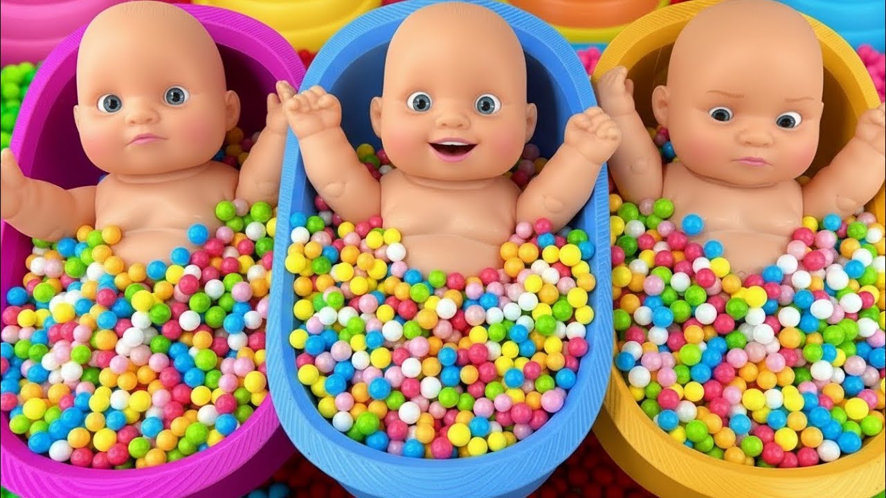Full of 3 Rainbow BathTubs Candy with M&M's & Magic Slime Cutting Video