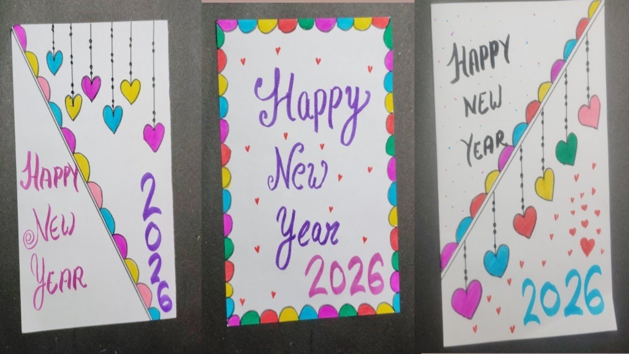 3 Easy & Beautiful New Year Greeting Card making ideas using paper/Happy New Year 2026 Greeting card