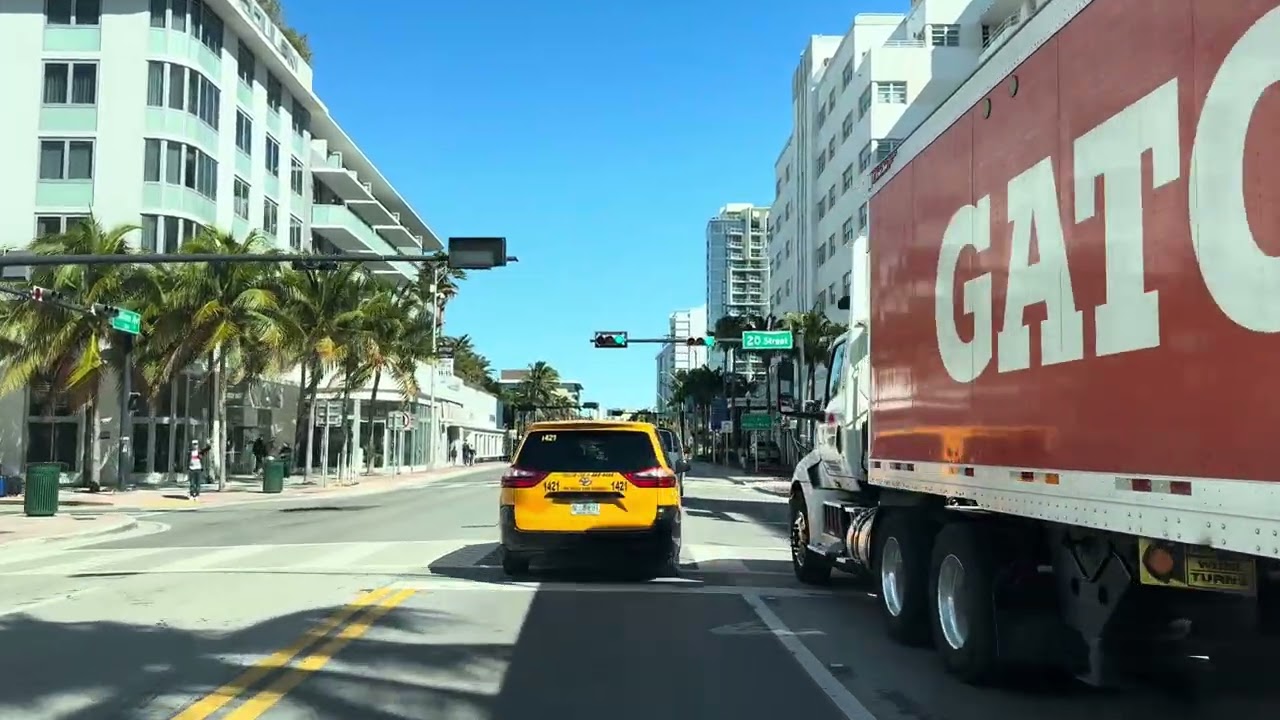 Driving to the Fontainebleau Hotel from South Beach