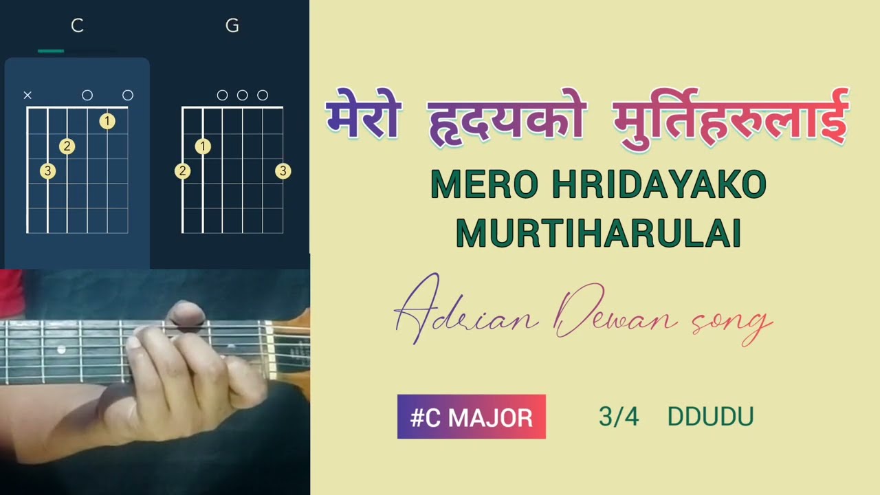 Mero Hridayko Murtiharulai Chords Lyrics Easy Guitar lesson || Adrian Dewan Worships song