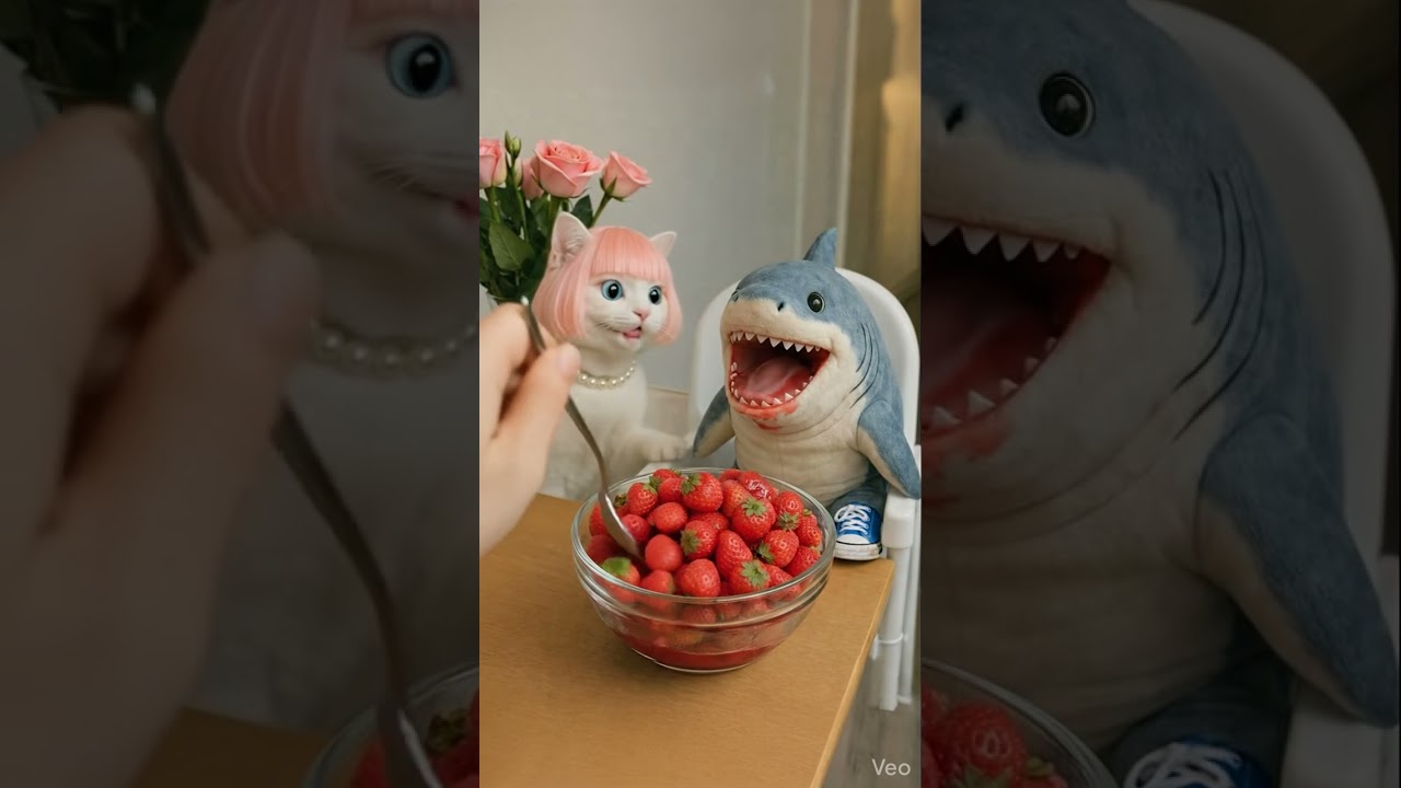 😸 Cat and Baby Shark ASMR FOOD challenge😸eating sounds🎧 |  
