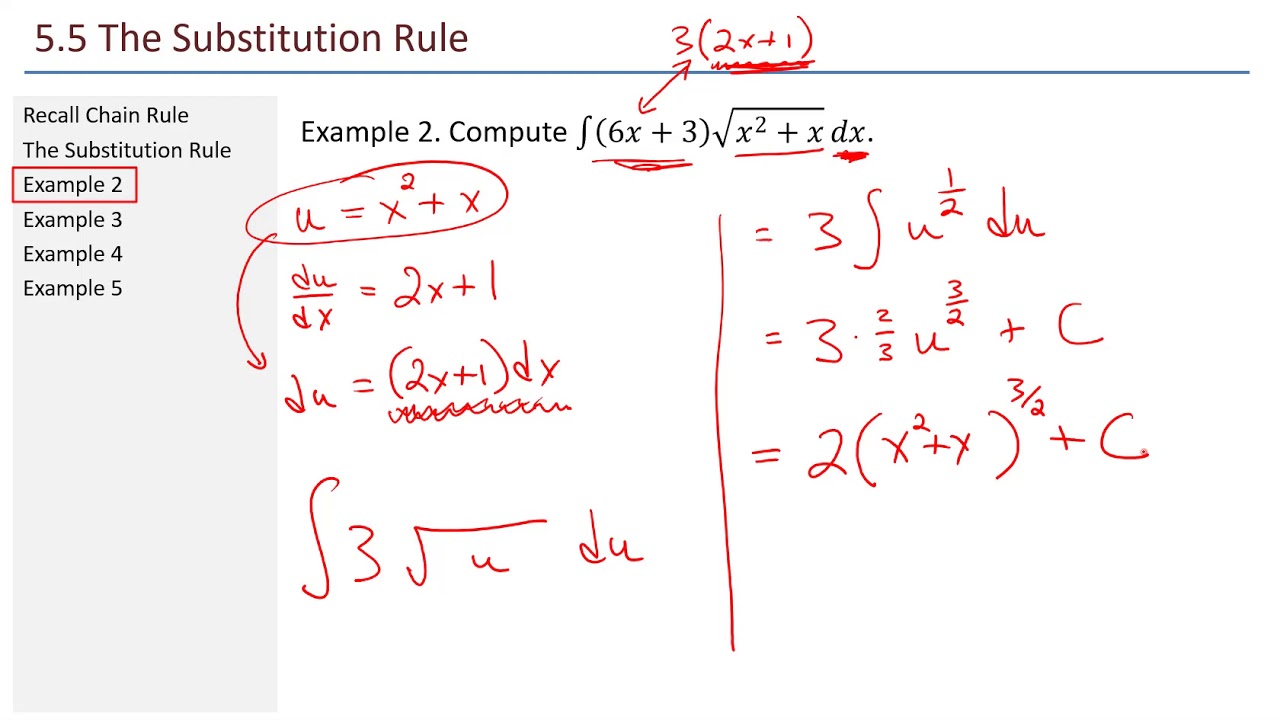 Math 211 5.5 The Substitution Rule (part 1 of 2)