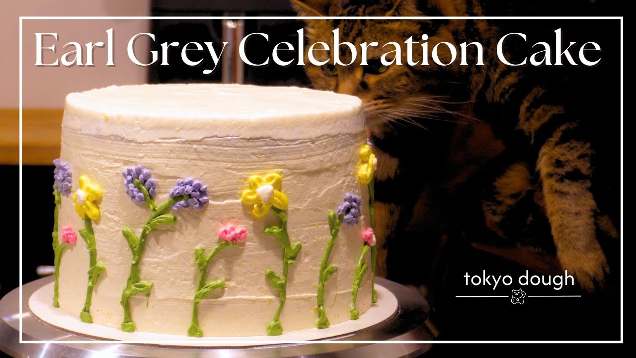 Earl Grey & Lavender Chiffon Celebration Cake 🎂 (アールグレイとラベンダーのシフォンケーキ) | Cozy Baking Sessions 🐱✨