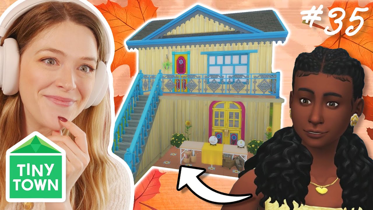 building a yellow TINY HOUSE in the sims 4 | Tiny Town Yellow #35