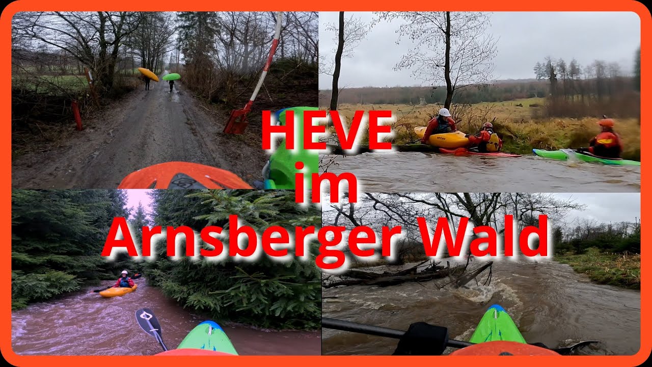 Hochwasser Kanu Tour auf der Heve, High water Kayaking on Heve, Warstein im Sauerland