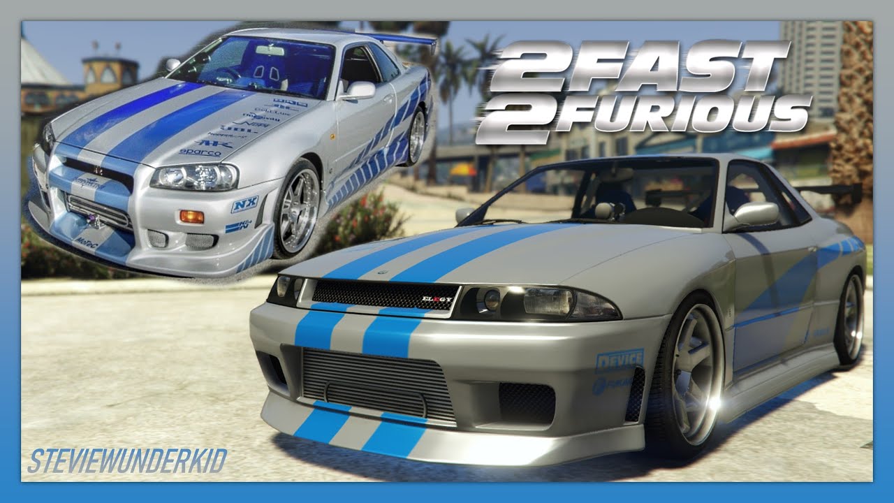 GTA 5: Nissan Skyline R34 GT-R Брайана из фильма «2Fast 2Furious» — сборка копии Annis Elegy Retr...