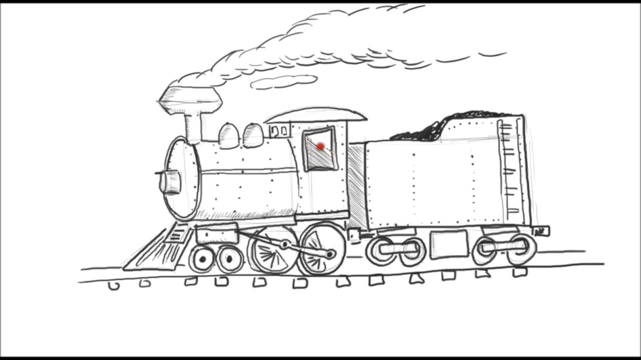 How to draw a cartoon train steam engine locomotive! - Simpletoons