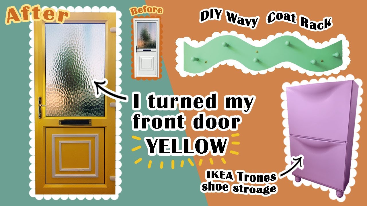 0.8m² Entryway Makeover *PART 1* - Wavy Coat Rack/Purple Shoe Storage + Bright Yellow Front Door!