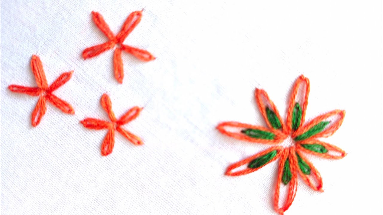 Lazy daisy stitch and double lazy daisy stitch for learning ( hand embroidery)