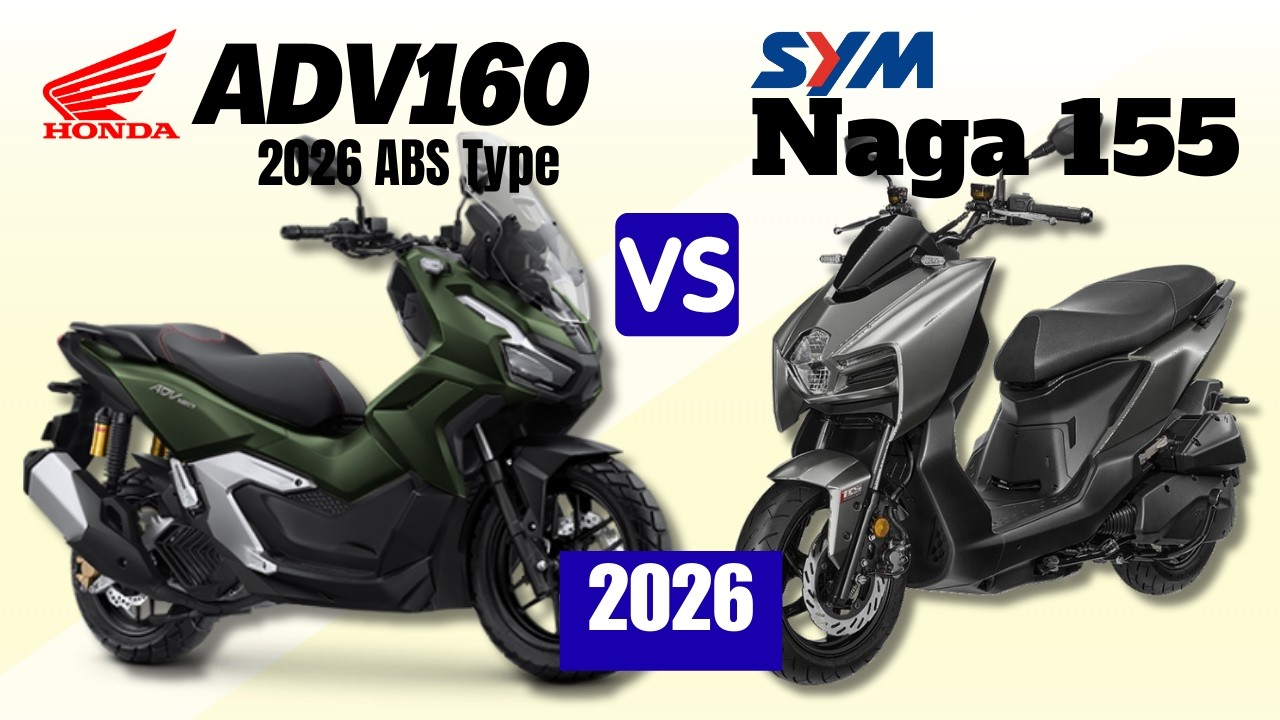 Honda ADV 160 2026 Abs Type vs SYM Naga 155 | Side by Side Comparison | Specs & Price | 2026