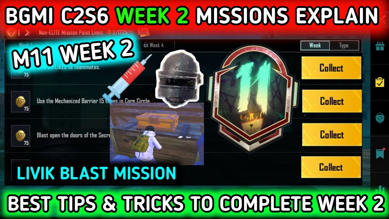 SEASON C2S6 M11 WEEK 2 MISSIONS EXPLAIN 🔥 BGMI M11 ROYALE PASS MISSIONS 🔥 M11 WEEK 2 MISSIONS PUBG