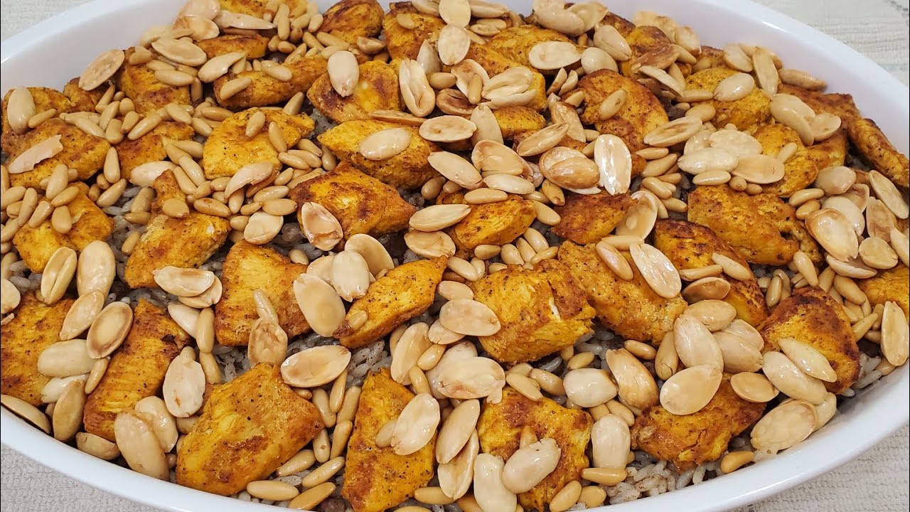 طريقة تحضير الارز على الدجاج  بالطريقة اللبنانية Lebanese chicken with rice