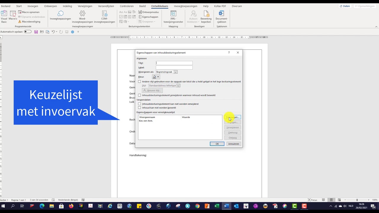 Formulieren maken in word met invulbare velden en digitaal ondertekenen.