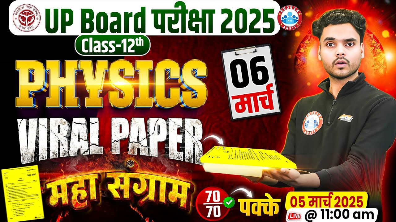 UP Board Class 12 Physics Viral Paper 2025 | 6 March Physics Paper | 12th Physics Important Question