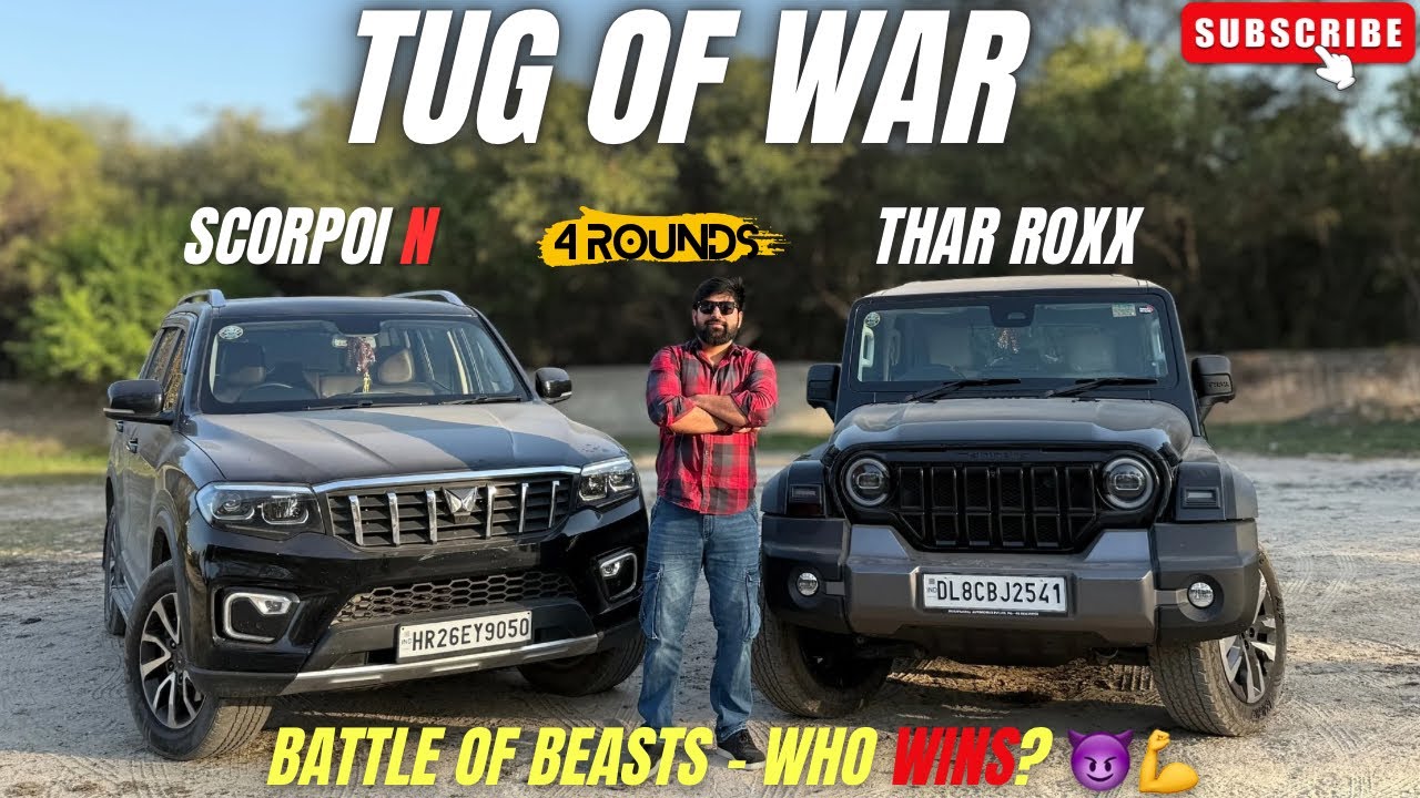 TUG OF WAR 💪 : THAR ROXX VS SCORPIO N 😈🔥 | THAR ROXX से ये उम्मीद नहीं थी! 😏
