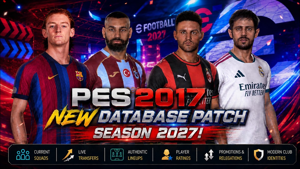 😱 PES 2017 NEW DATABASE PATCH SEASON 2027!