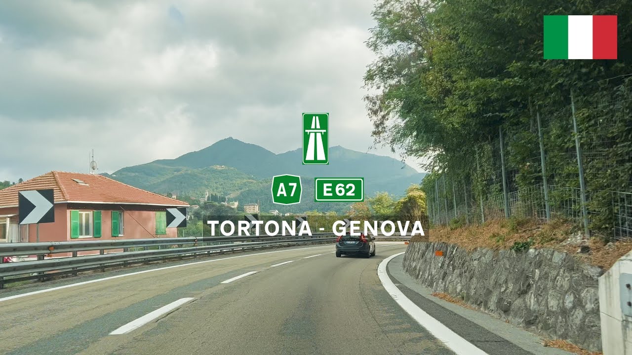 Driving in Italy: Autostrada dei Giovi A7 E62 from Tortona to Genova