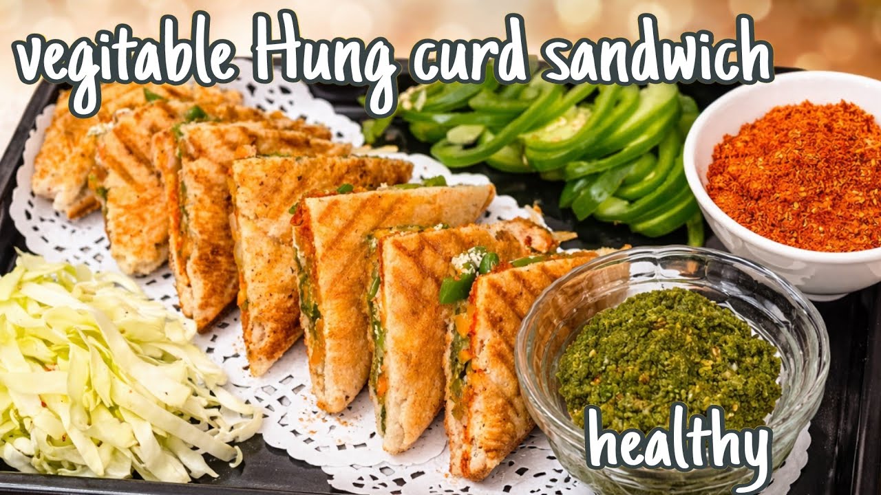 No Mayo| Creamy Hung Curd Vegetable Sandwich | Healthy & Tasty Recipe #hungcurd #hungcurdsandwich 