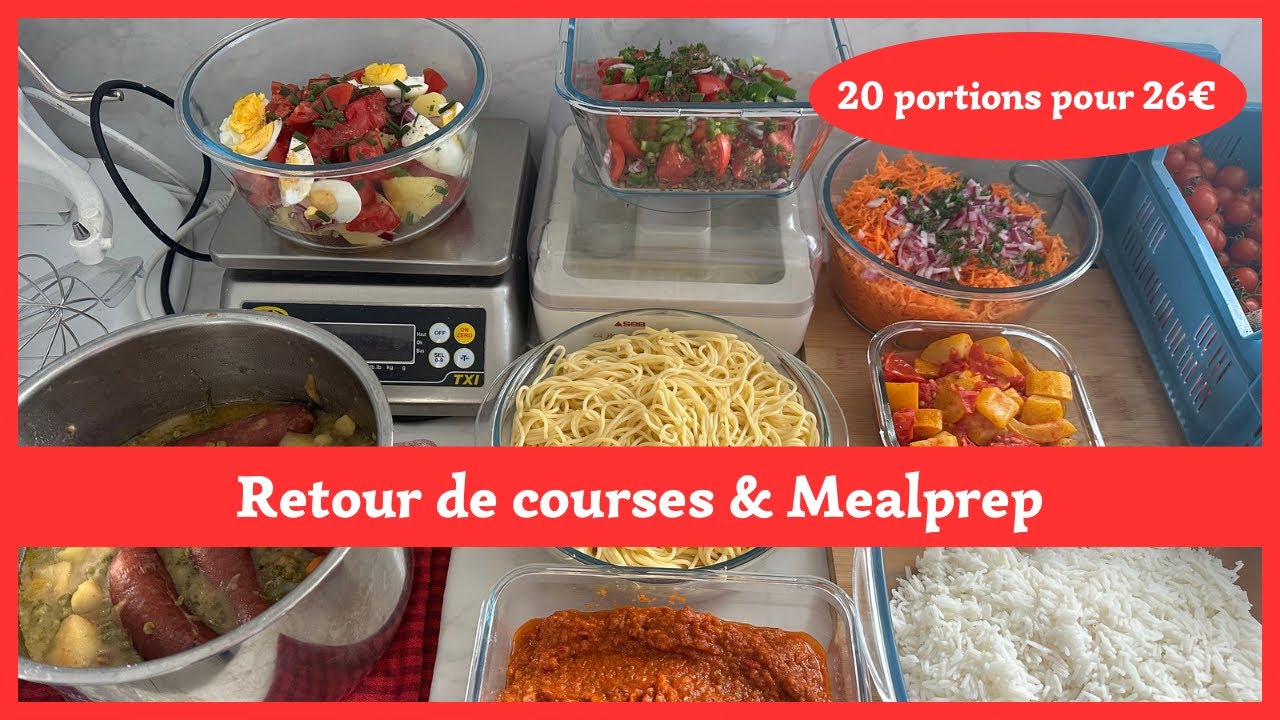 PETIT BUDGET 💰 Retour de Courses et Mealprep 🥣  6 idées économiques  et 20 portions pour 26€