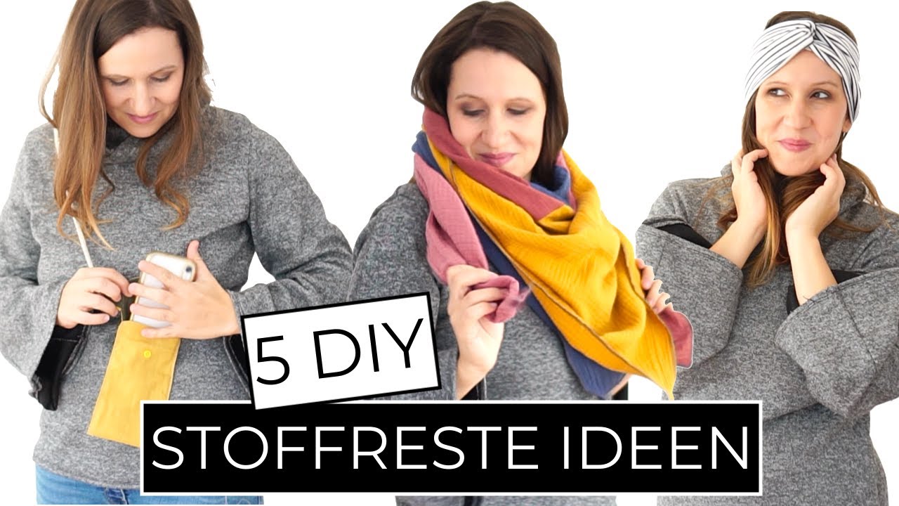 5 DIY Last MINUTE Stoffreste Geschenk Ideen | Handytasche, Stirnband, Tuch schnell und einfach nähen