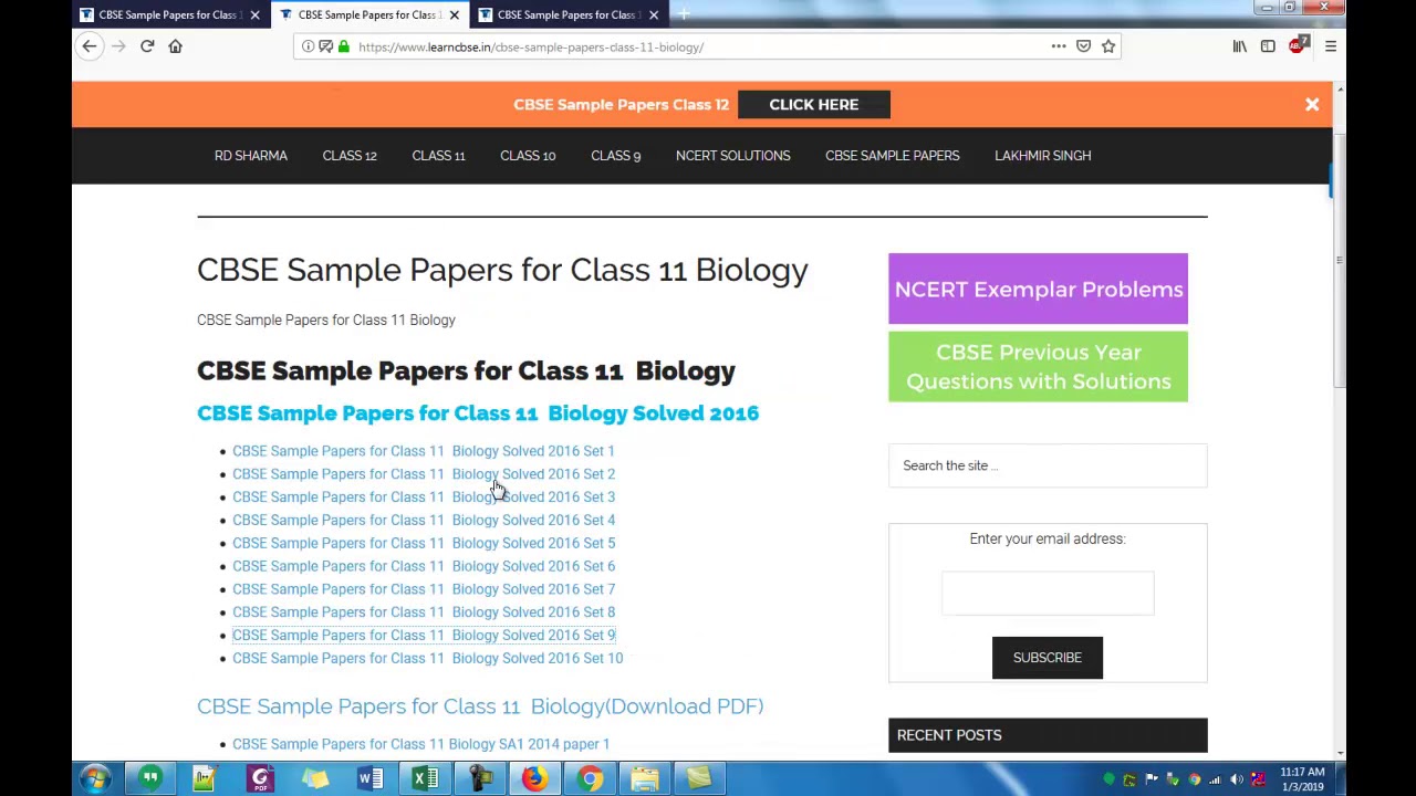 CBSE Sample Papers for Class 11 Biology Solved 2016 Set 9 and 10