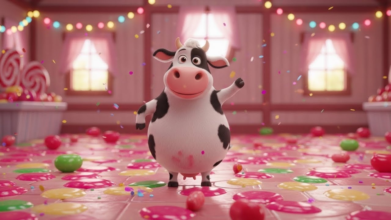 Moo Moo Cow and Friends Dance on a Candy Jelly 🌈🍬🐮🎶 | Fun Dance Rhyme for Kids | Nursery Rhymes