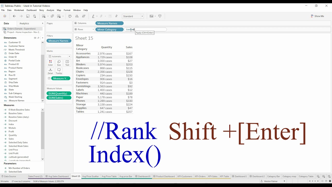 Tableau Tutorial - Renaming Column Headers for Edit in Shelf calculations
