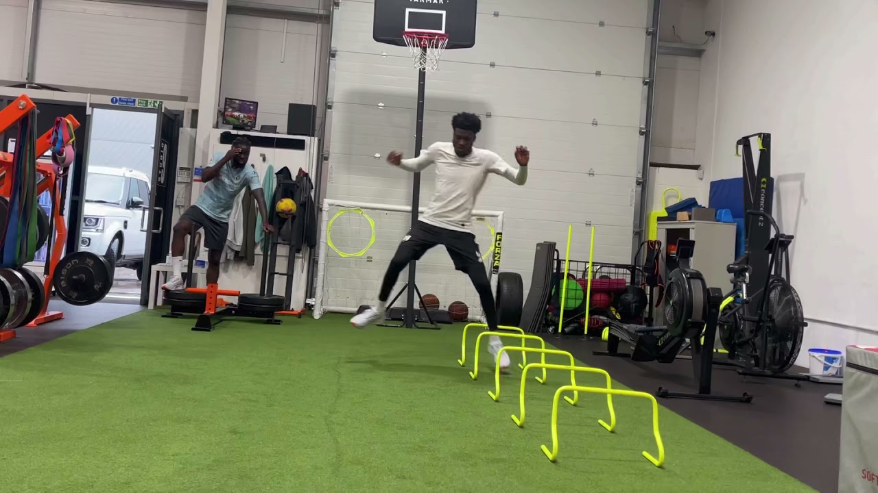 Pre season football training with Chelsea’s Dynel Simeu & Fulham’s Jordan Aina