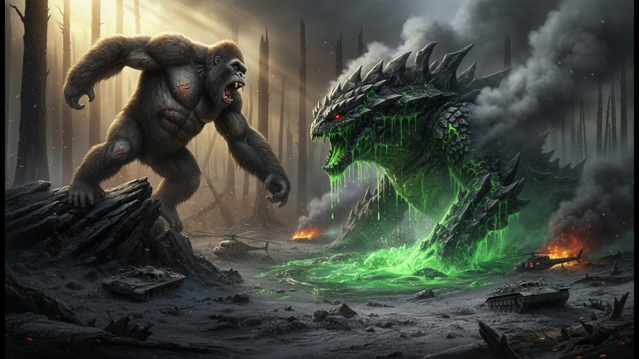 kong vs zarkon battle for the charred forest cinematic 8k