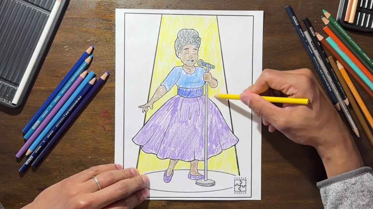 Black History Coloring Pages • Ella Fitzgerald Coloring Page Quiet Coloring Activity (9 Minutes)