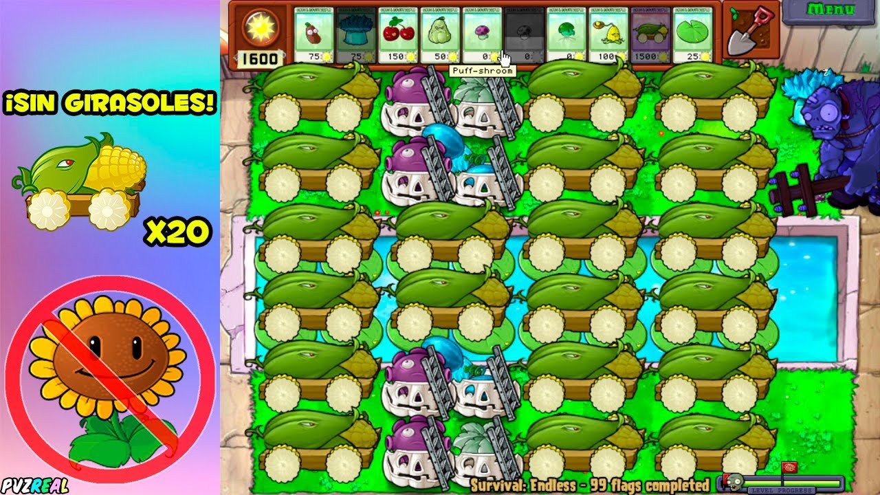 PvZ ❌🌻❌ Sin Girasoles 0-100🚩 - Estrategia 20🌽 Formación | Supervivencia Infinita