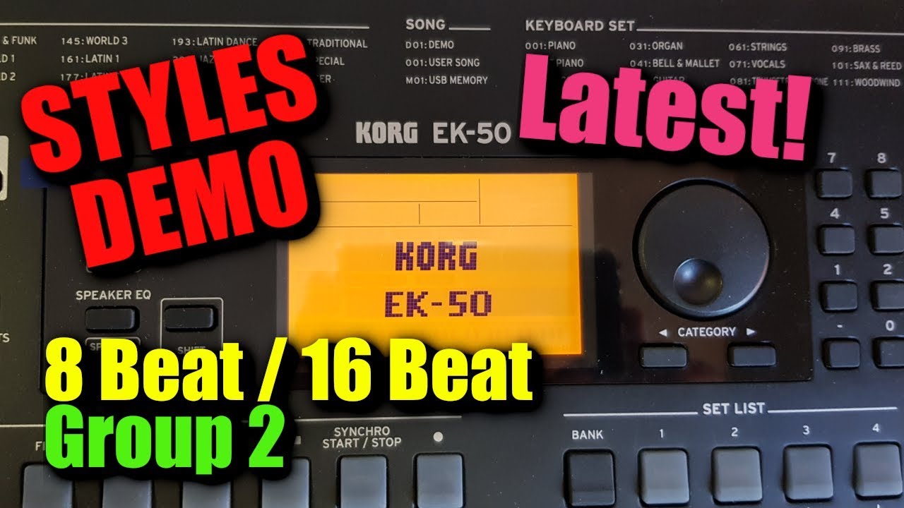 Korg EK-50 | 8 Beat & 16 Beat Group 2 Styles Demo
