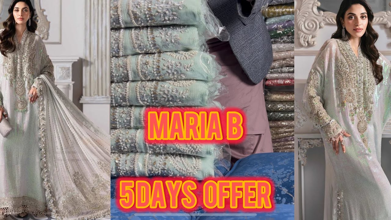 Five days sale Maria B pure shiffon dress luxury pirty wear collection 