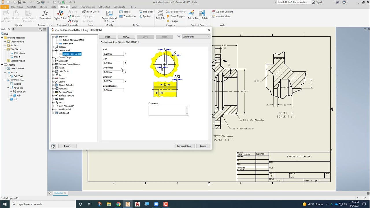 Размерные стили в Autodesk Inventor
