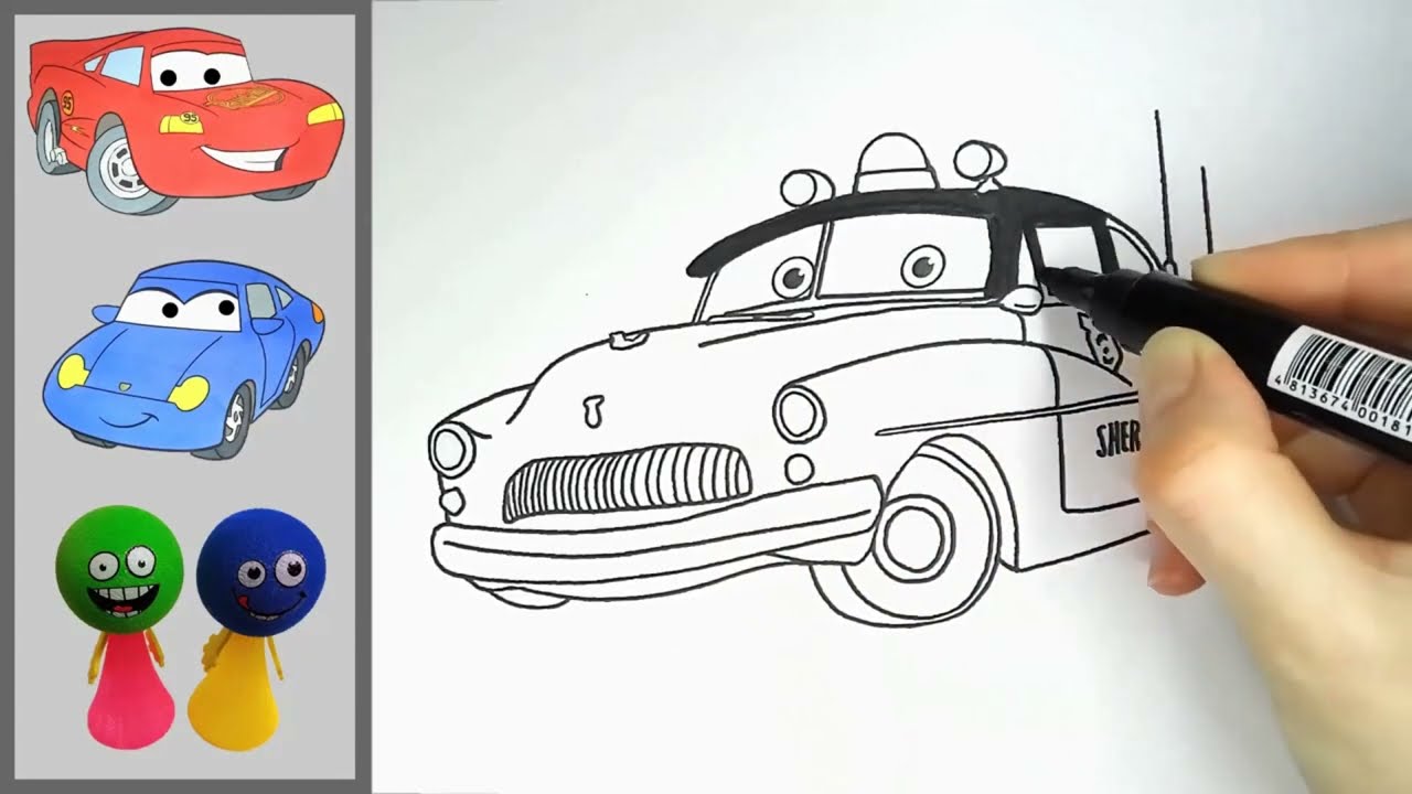 🚓 Coloring page Sheriff police car and friend of Lightning McQueen cartoon 